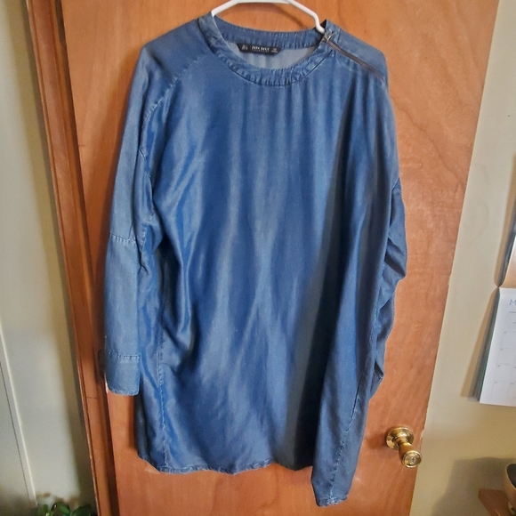 L.L.BEAN 10P. DEMIN MIDI DRESS SHORT SLEEVE. LINEN. - Picture 5 of 5
